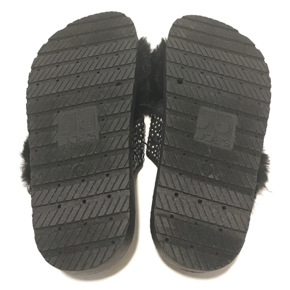 Joe's Jeans Faux fur Crossed Studded slides - Picture 3 of 5